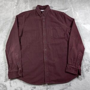 Steven Alan Corduroy Shirt Mens Large Red Button Up Made In USA Fine Wale